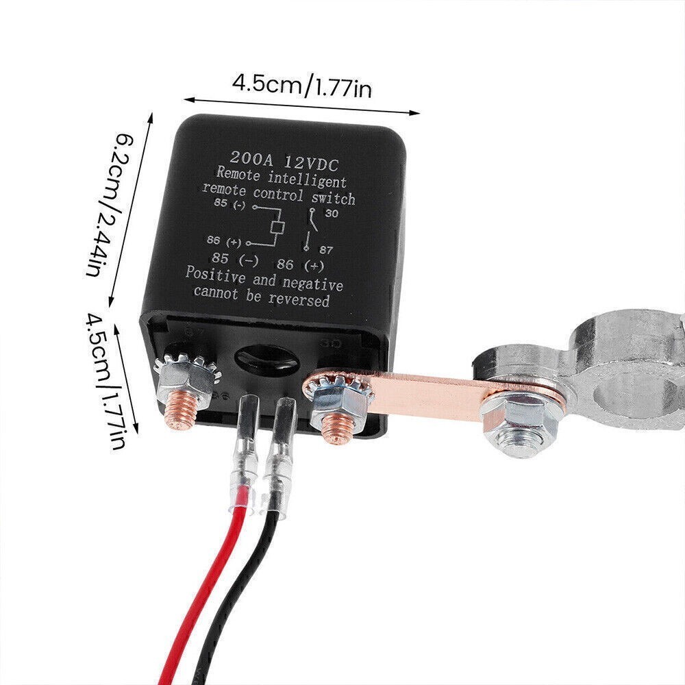 Wireless Dual Remote 12V 200A Car Battery Disconnect Switch Kill Relay Black