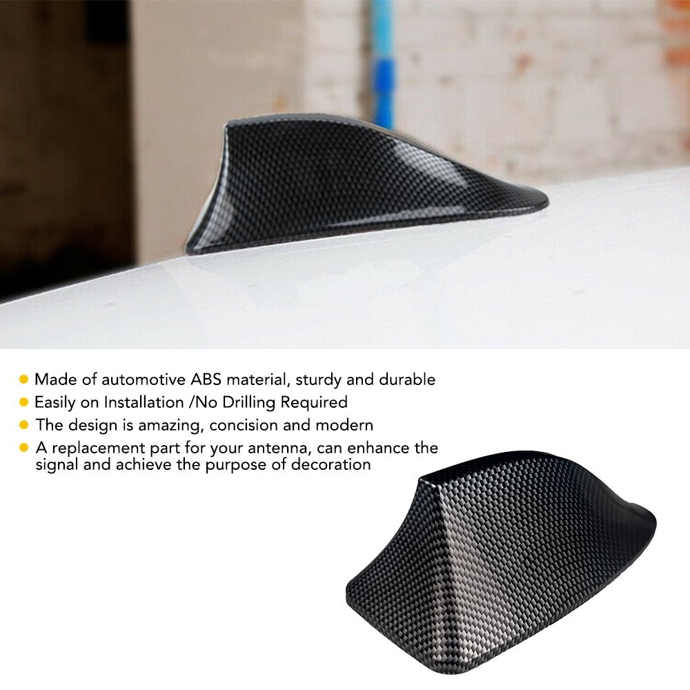 Carbon Fiber Car Roof FM AM Radio Functional Shark Fin Antenna Aerial Cover