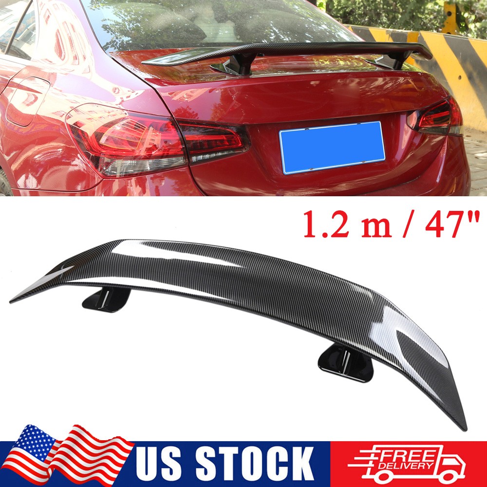 For Car Sedan Universal 47” Rear Spoiler Tail Trunk Roof Wing Lip Carbon Fiber