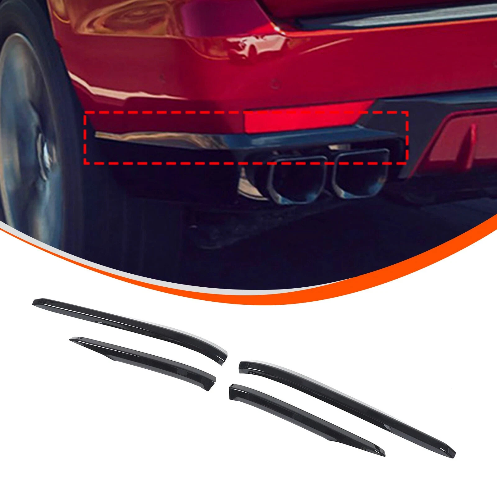 Gloss Black Rear Bumper End OVERLAY Strips Fits Cadillac Escalade 2021-2024