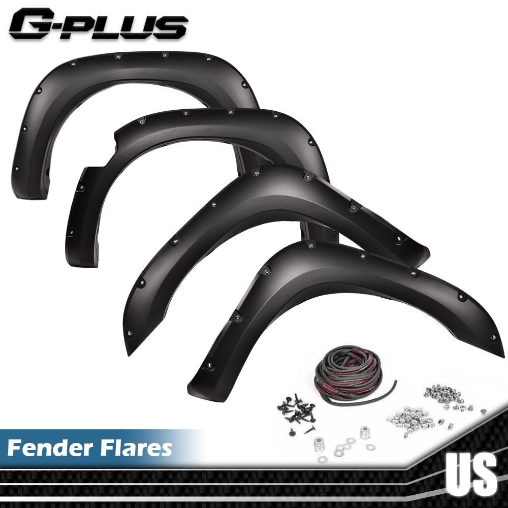 4Pcs Fender Flares Front&Rear Fits For 2004-2015 Nissan Titan Pocket Style Black