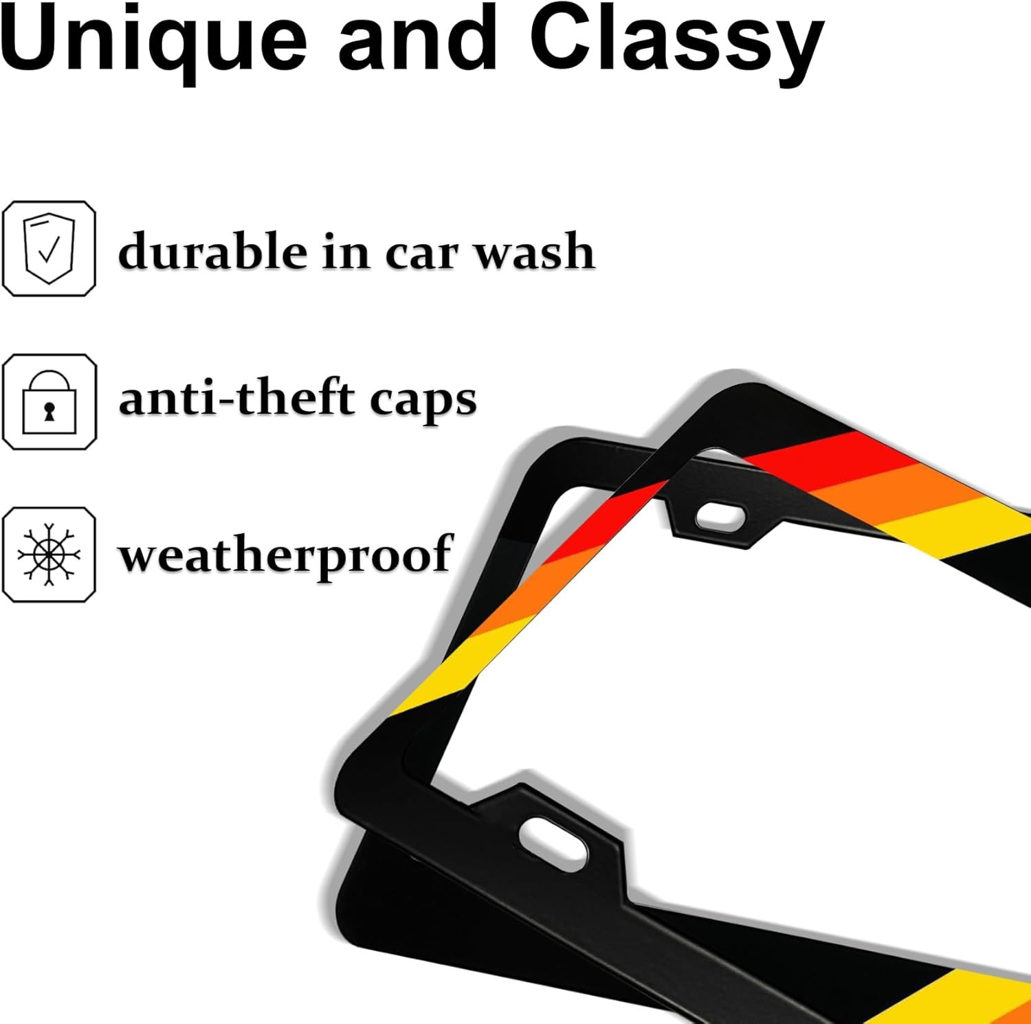 License Plate for Tri-Color 3 Color Yellow Orange Red Premium Black Steel