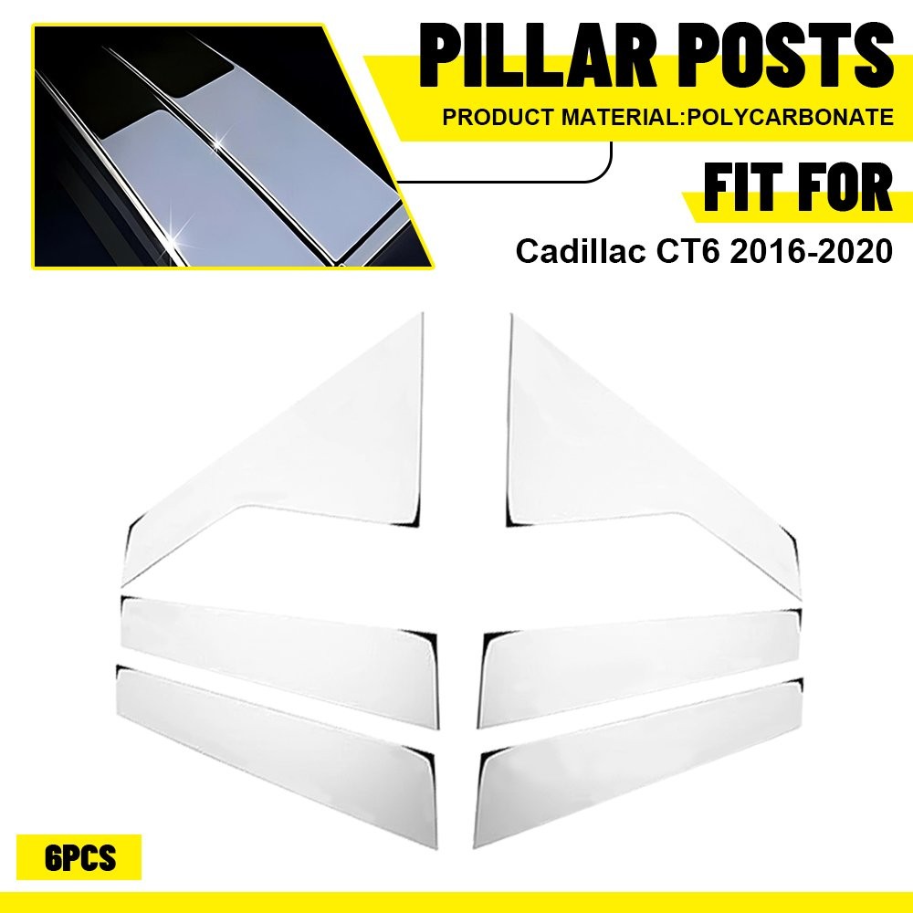 Chrome Pillar Posts for Cadillac CT6 2016-2020 6x Set Door Trim Mirror Cover Kit