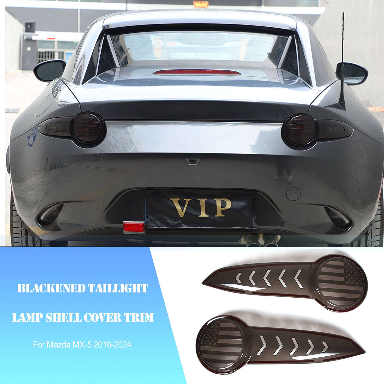 Blackened Taillight Lamp Shell Cover Trim Accessories Fit For Mazda MX-5 2016-24