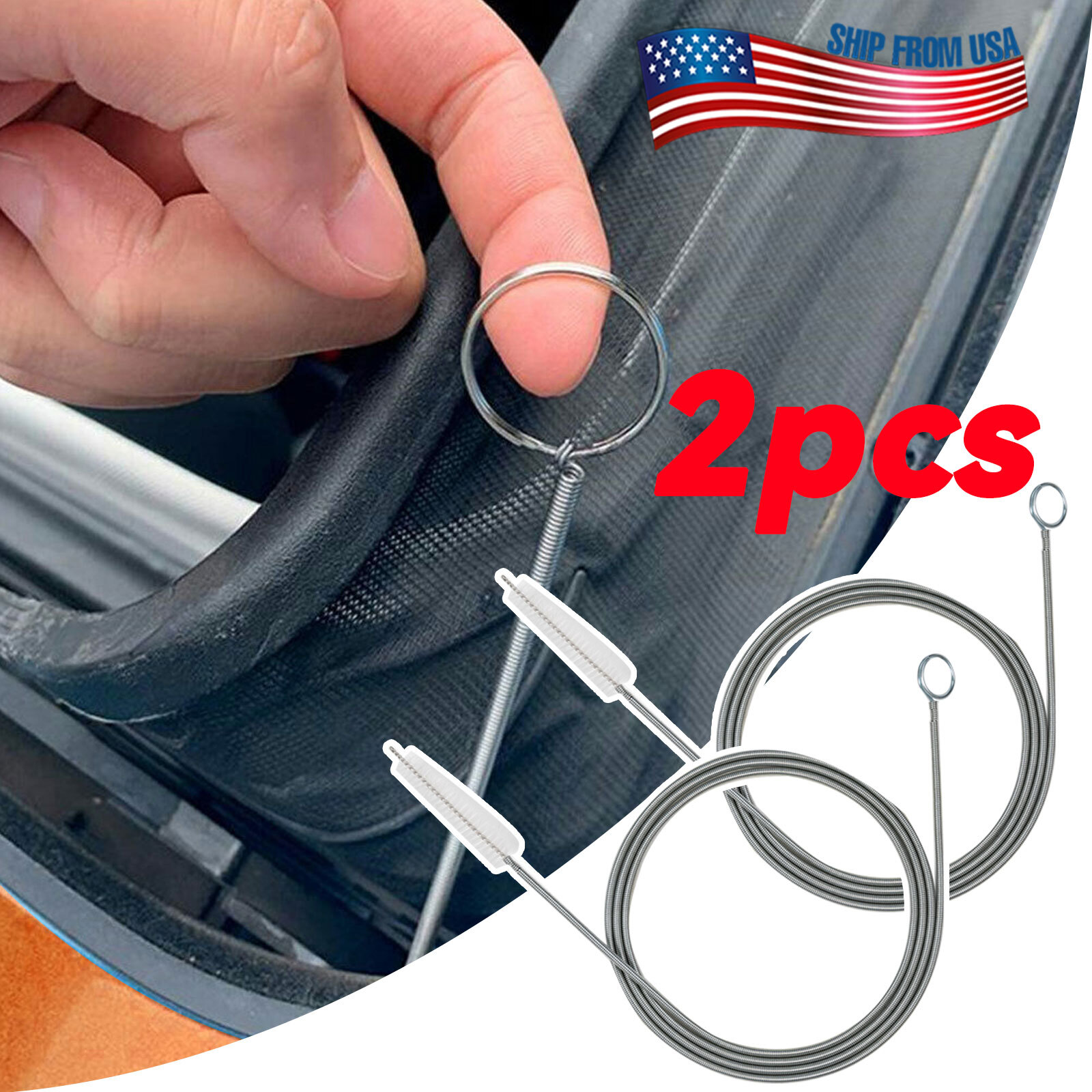 X2 Refrigerator Scrub Brush Flexible Cleaner Hole Car Sunroof Drain Clog Remover