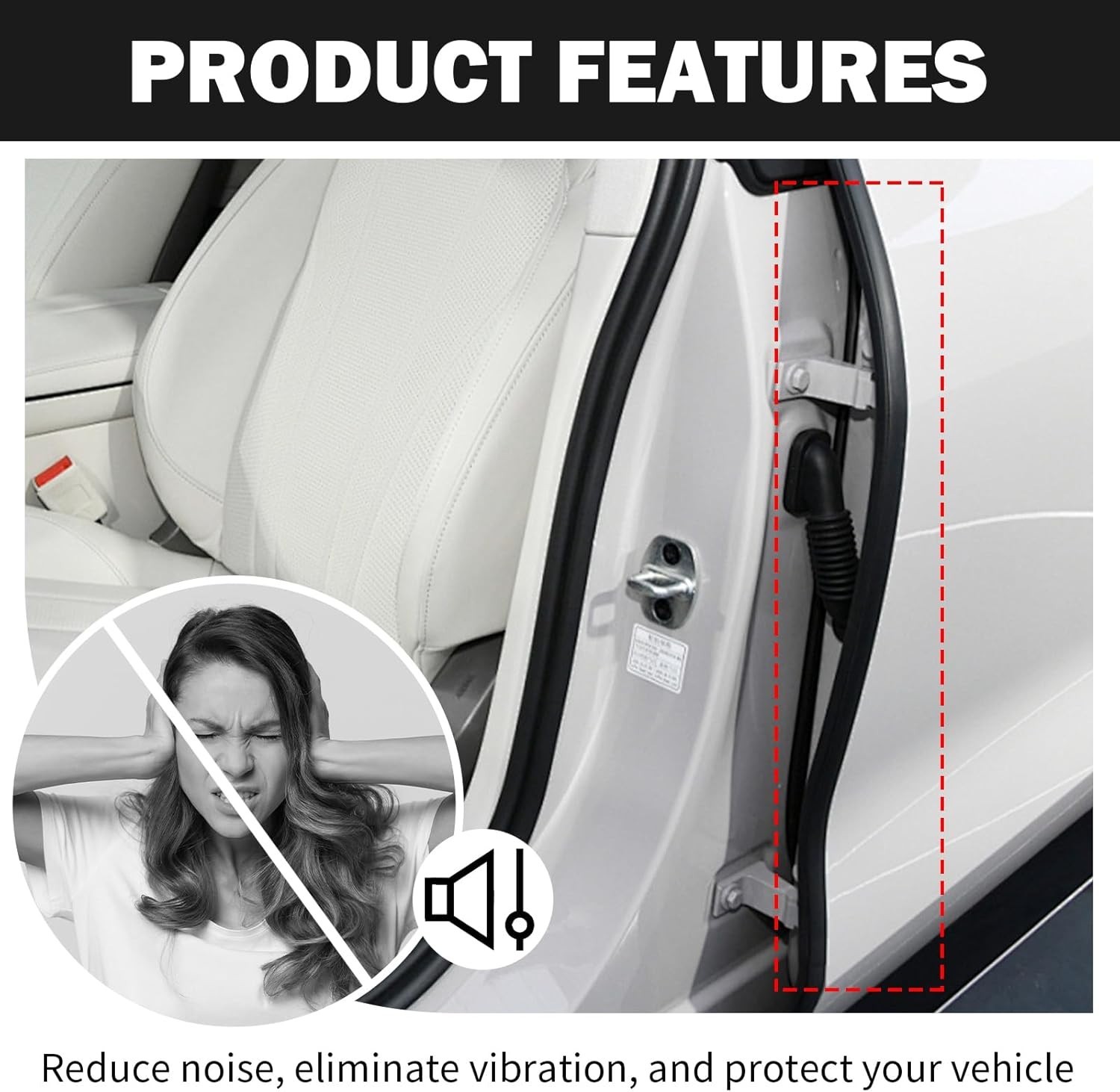 2.62Ft Car Door Weather Stripping, 2PCS Thickened Rubber Edge Trim with U-Shaped