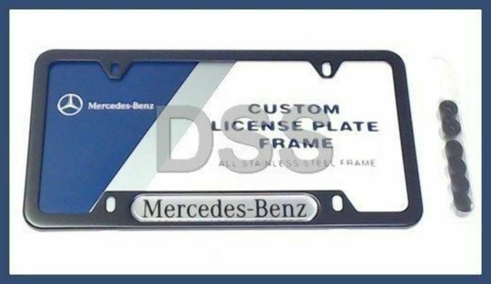 Genuine Mercedes-Benz License Plate Frame Stainless Powder Coated Black Q6880088