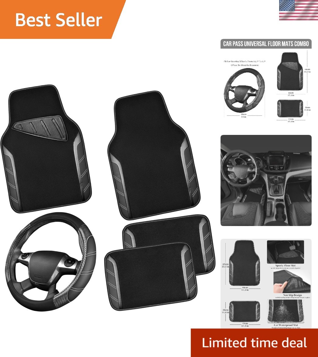 Durable Anti-Slip Steering Wheel Cover & Waterproof Mats for SUVs and Sedans