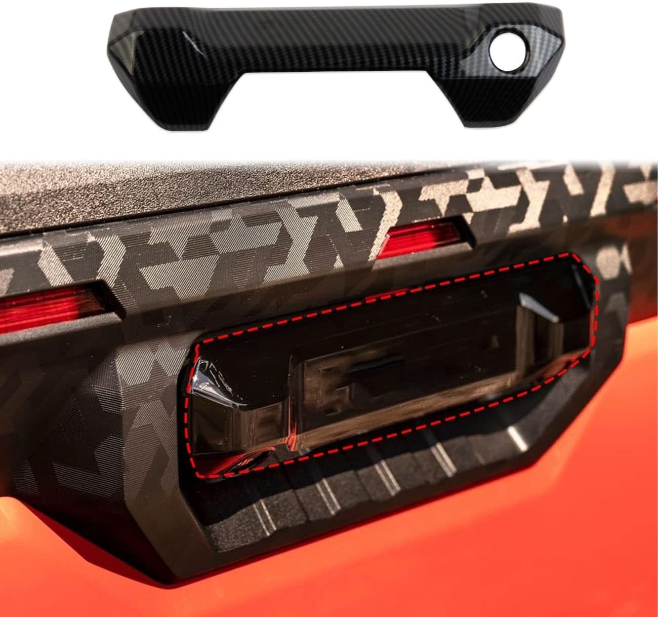 Carbon Fiber Style Car Rear Trunk Door Handle Cover Trim for Toyota Tundra 2022+