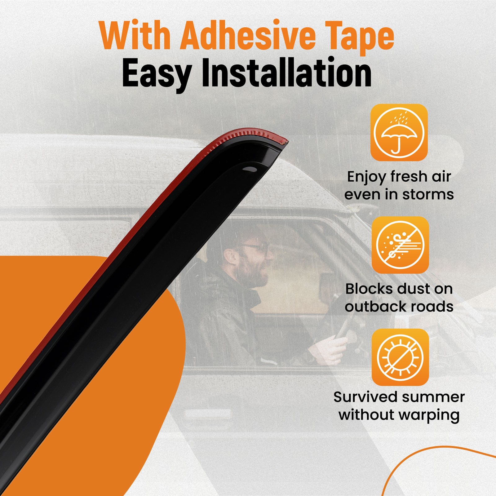Wind Deflector Set for GMC Yukon 2000-2006 Window Rain Guards Adhesive 4Pcs