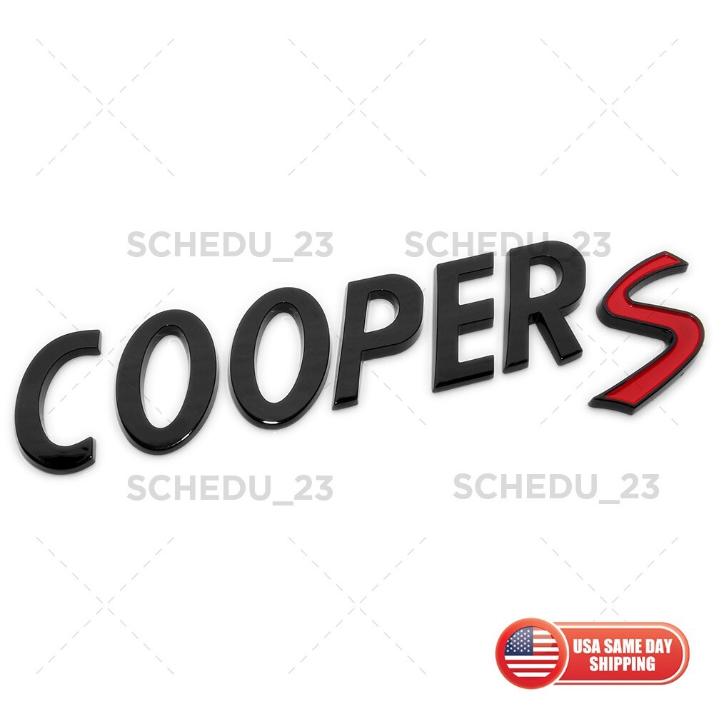 MINI Cooper S Gloss Black Rear Trunk Boot Emblem Badge Logo Lettering Sport