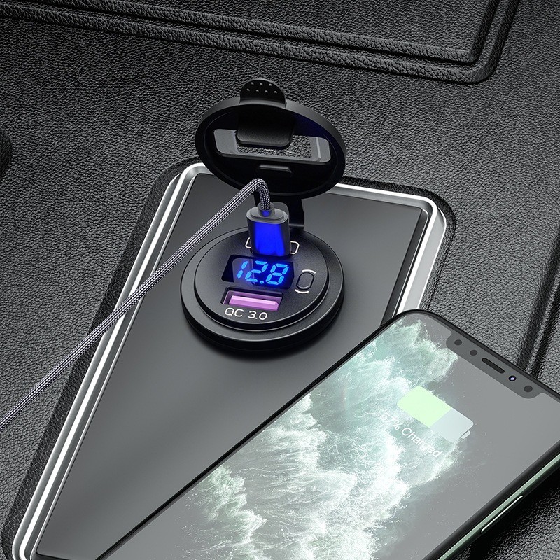 Dual USB Car Fast Charger Socket Power Outlet LED 3 Color Waterproof Free Ship