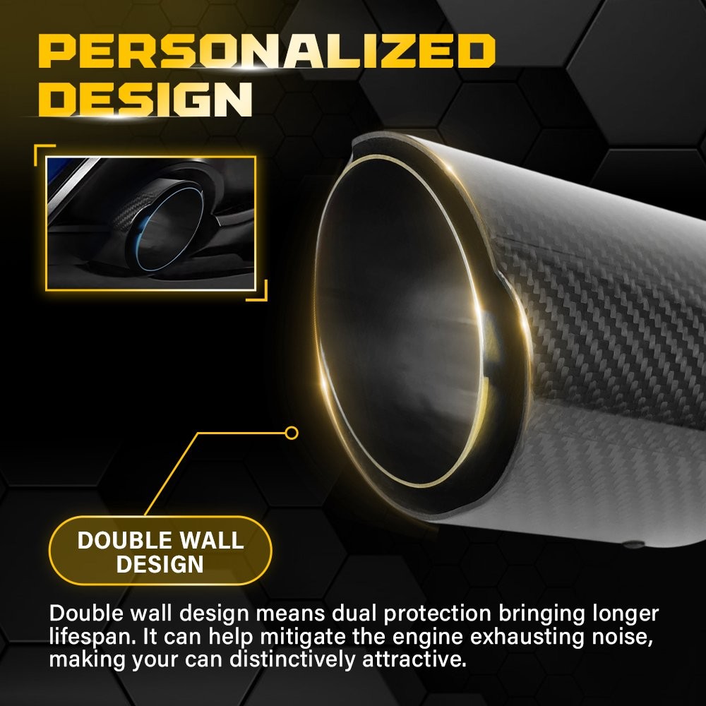 For Dodge Challenger 2008-2023 2.5″ Inlet 3.5” Outlet Dual Exhaust Tip Carbon
