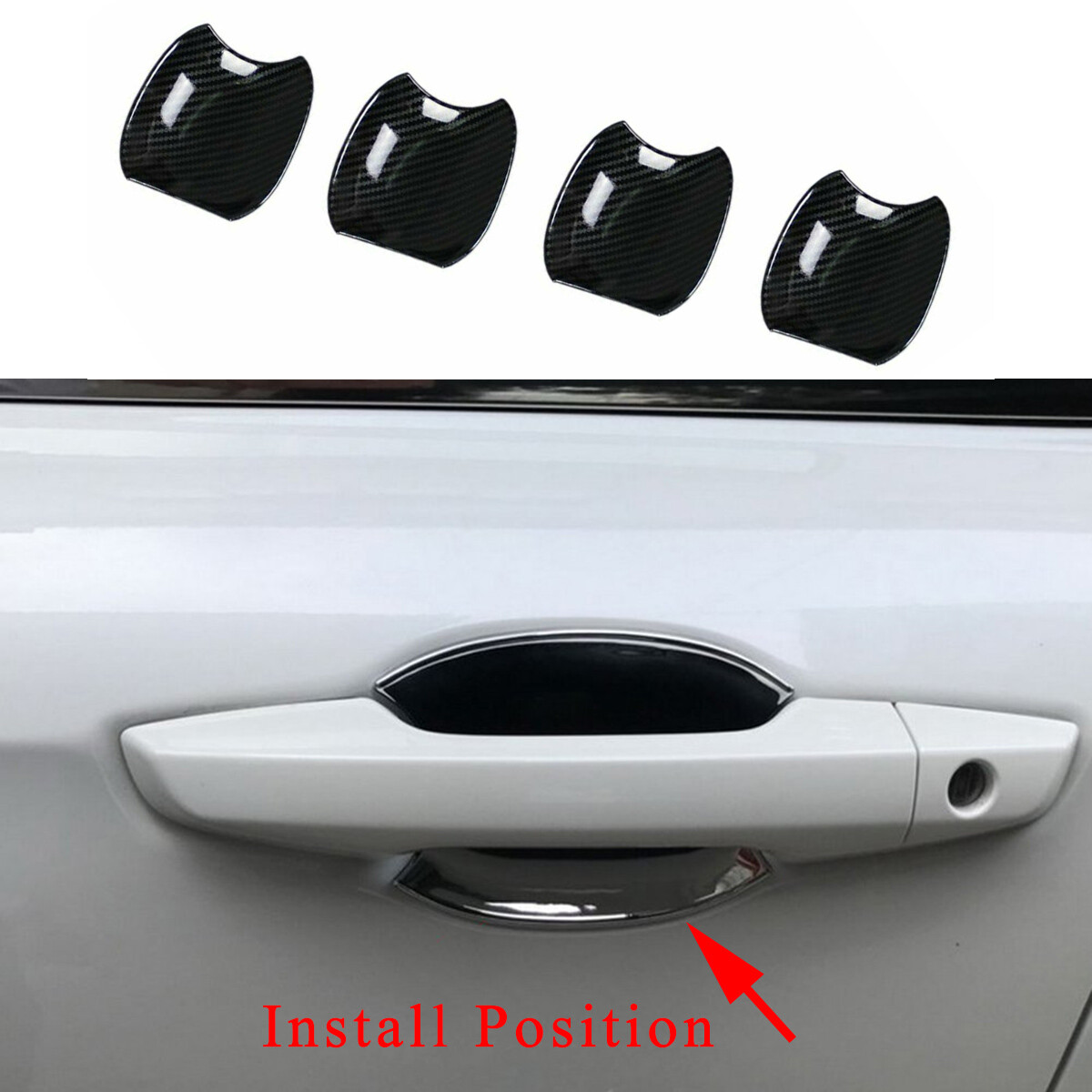 Exterior Door Handle Bowl Cover Trim For Toyota New RAV4 2019-2024 Carbon Fiber