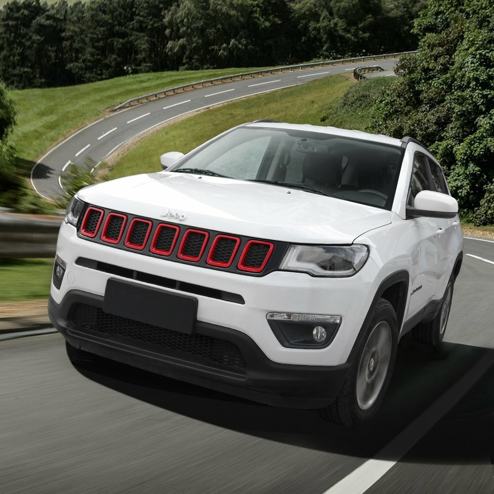 Red Front Grille Grill Insert Cover Trim for Jeep Compass 2017-2020 Accessories