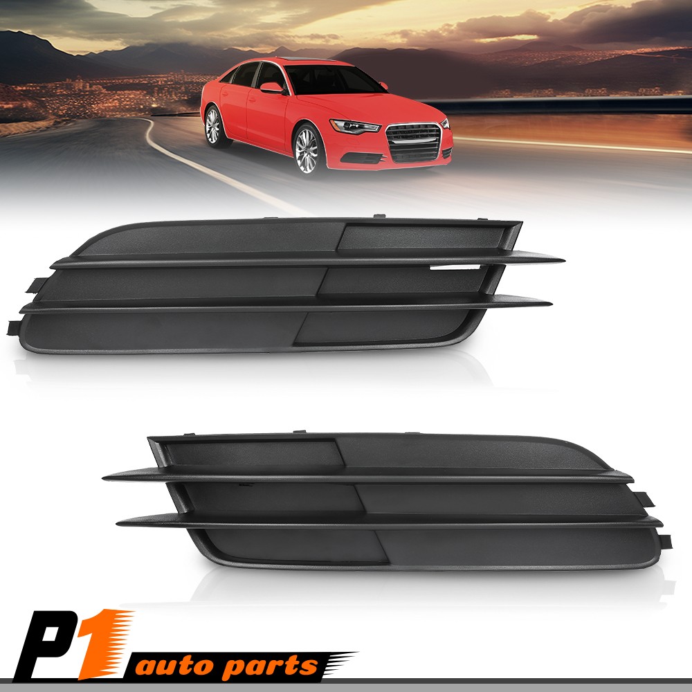 Left & Right Side Front Bumper Fog Light Cover Set Fit For 2012-2015 Audi A6