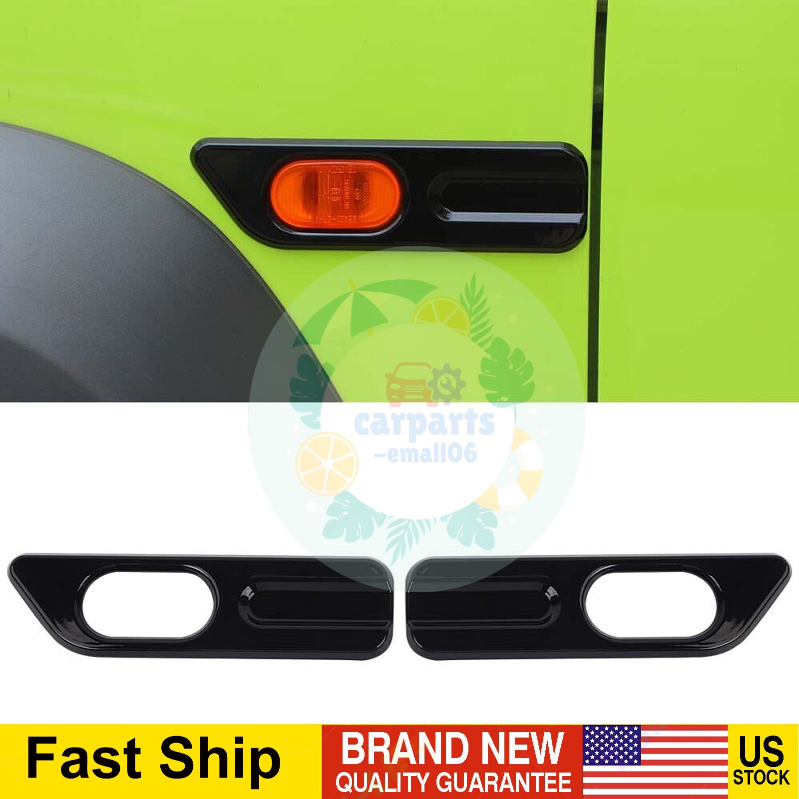 For Suzuki Jimny 2019-24 Black Side Marker Lights Lamps Cover Trim Accessories