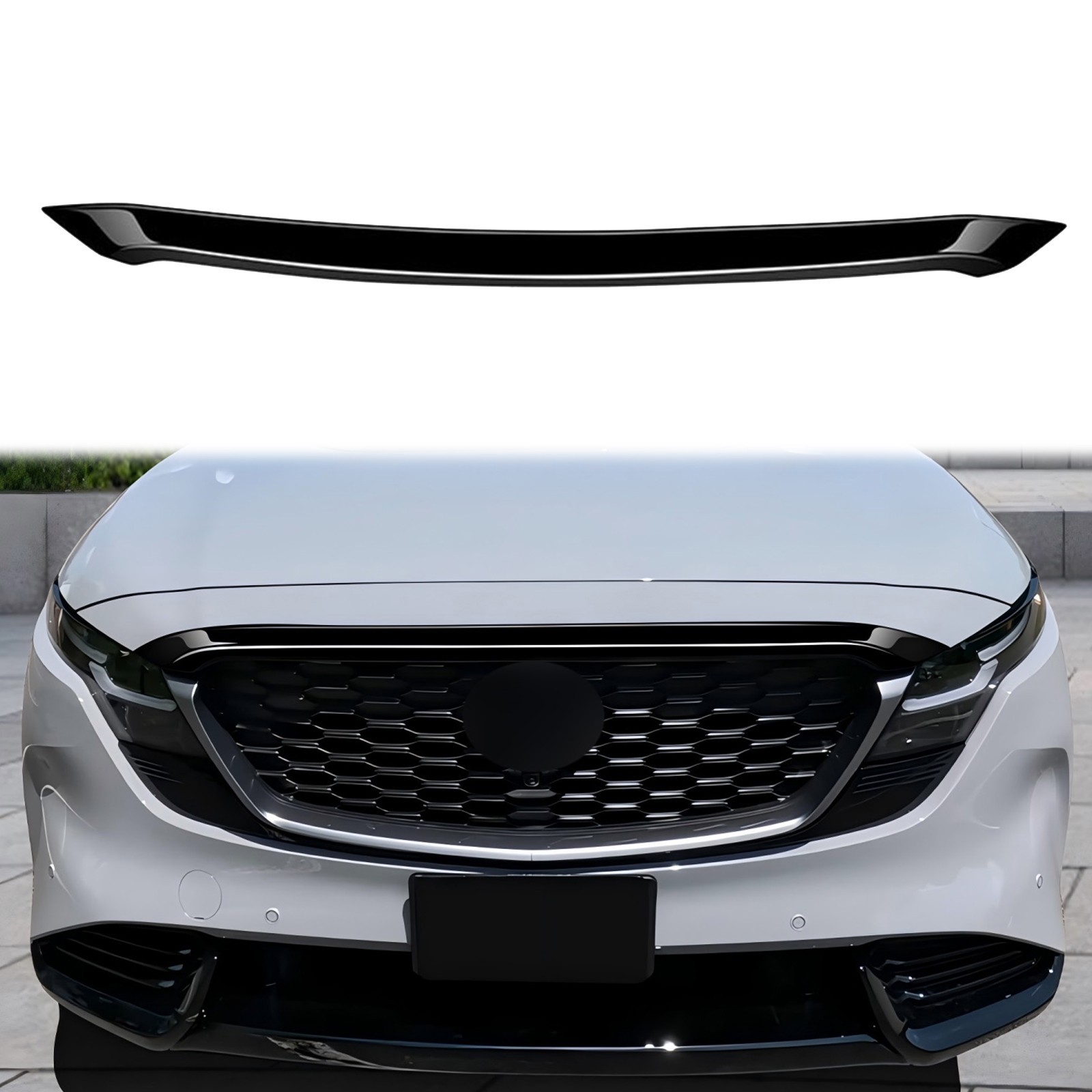 for Mazda CX-5 2026-2027 Glossy Black Front Hood Grille Upper Overlay Trim Cover