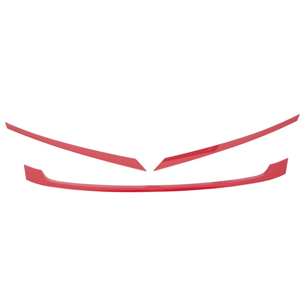FOR 2016-2021 HONDA CIVIC JDM GLOSSY RED ABS FRONT GRILL TRIM COVER GARNISH- 3PC