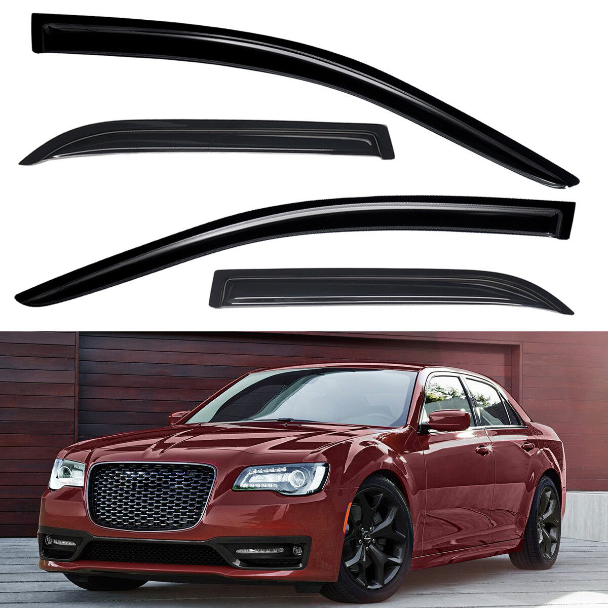 Window Visors Vent Shade Rain Guards Wind Deflector Fits 2011-2023 Chrysler 300