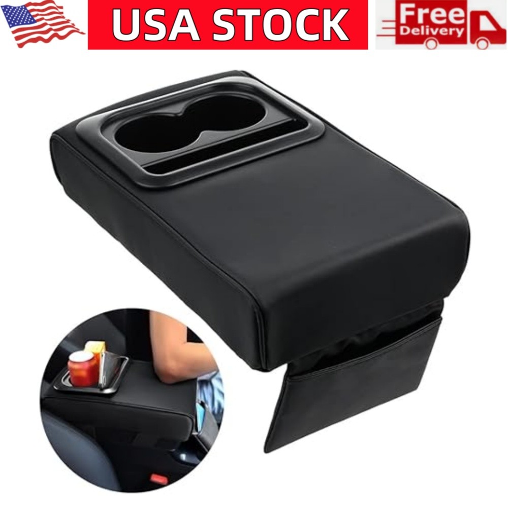 Auto Center Console Armrest Cover Cushion Armrest Pillow With Cup ＆ Phone Holder