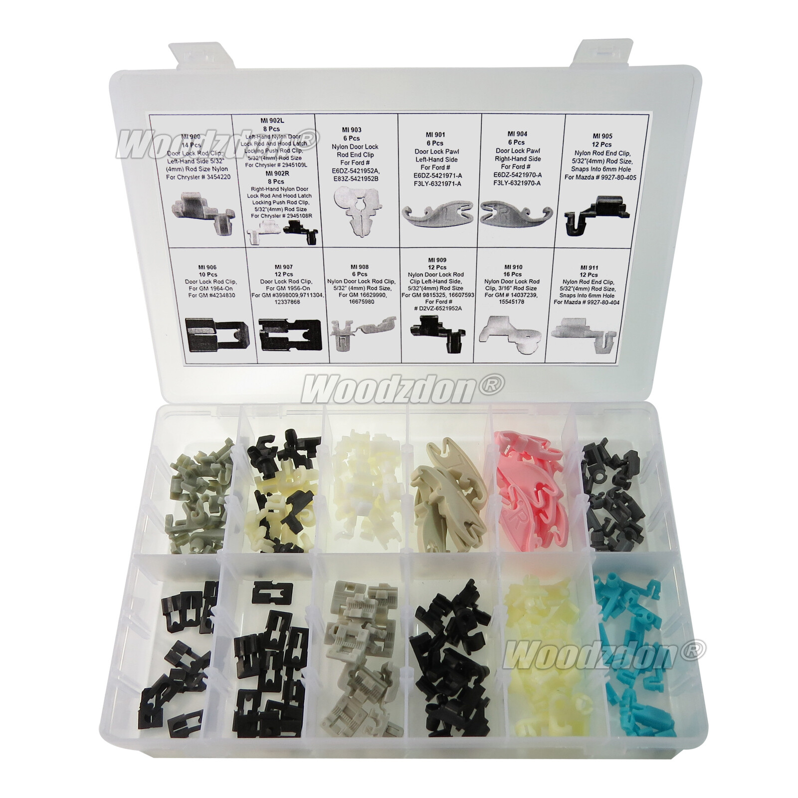 128 Pcs Door Lock Rod End Clip Retainer Assortment For GM For Ford For Chrysler