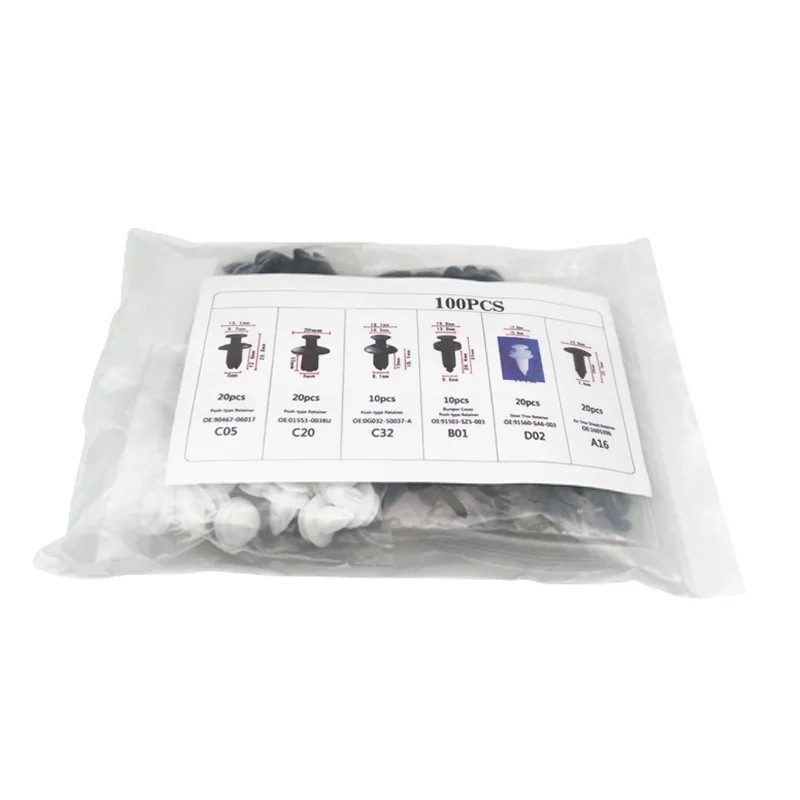 100PCs Car Body Rivet Push Pin Plastic Fastener Retainer Bumper Fender Trim Clip