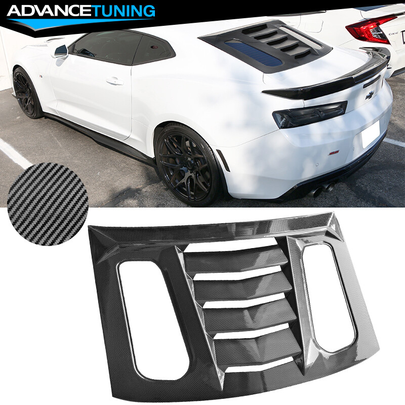 Fits 16-24 Chevy Camaro Rear Window Louver Sun Shade Vent – Carbon Fiber Print