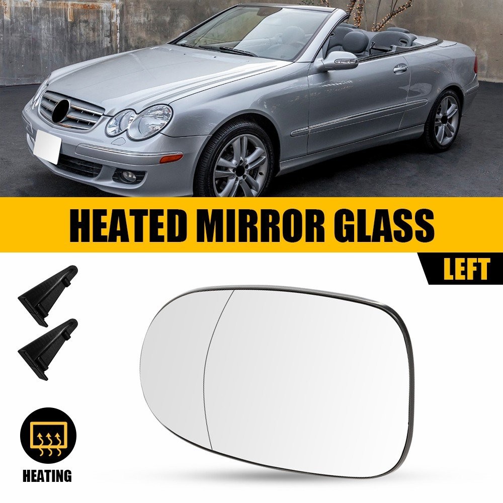 Driver Passenger Glass Mirror Power Heated for 2003-04 Mercedes Benz SL500 Base