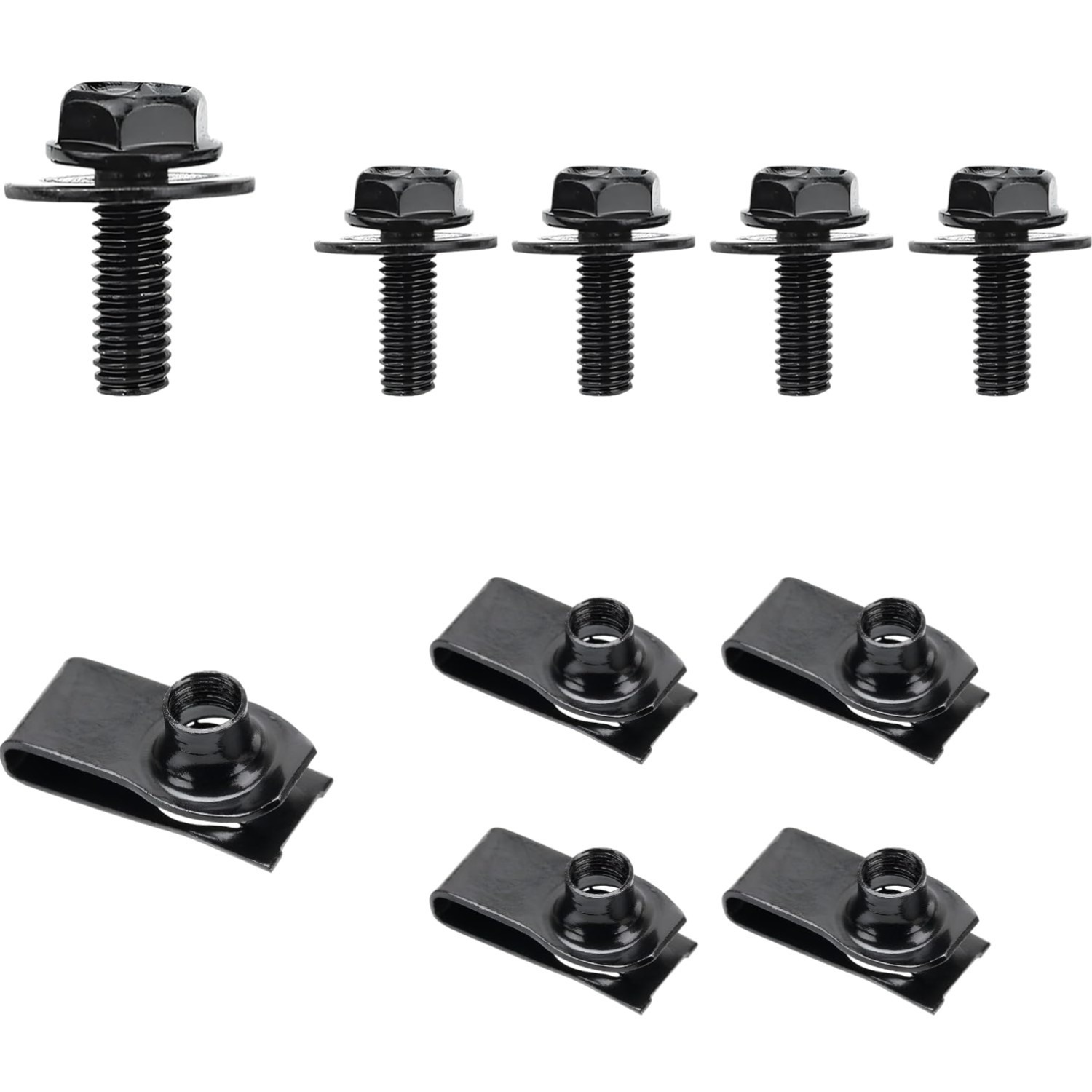 10 PCS Hex Screw U Nut Clip for Fender Bumper Hood Radiator Fasteners