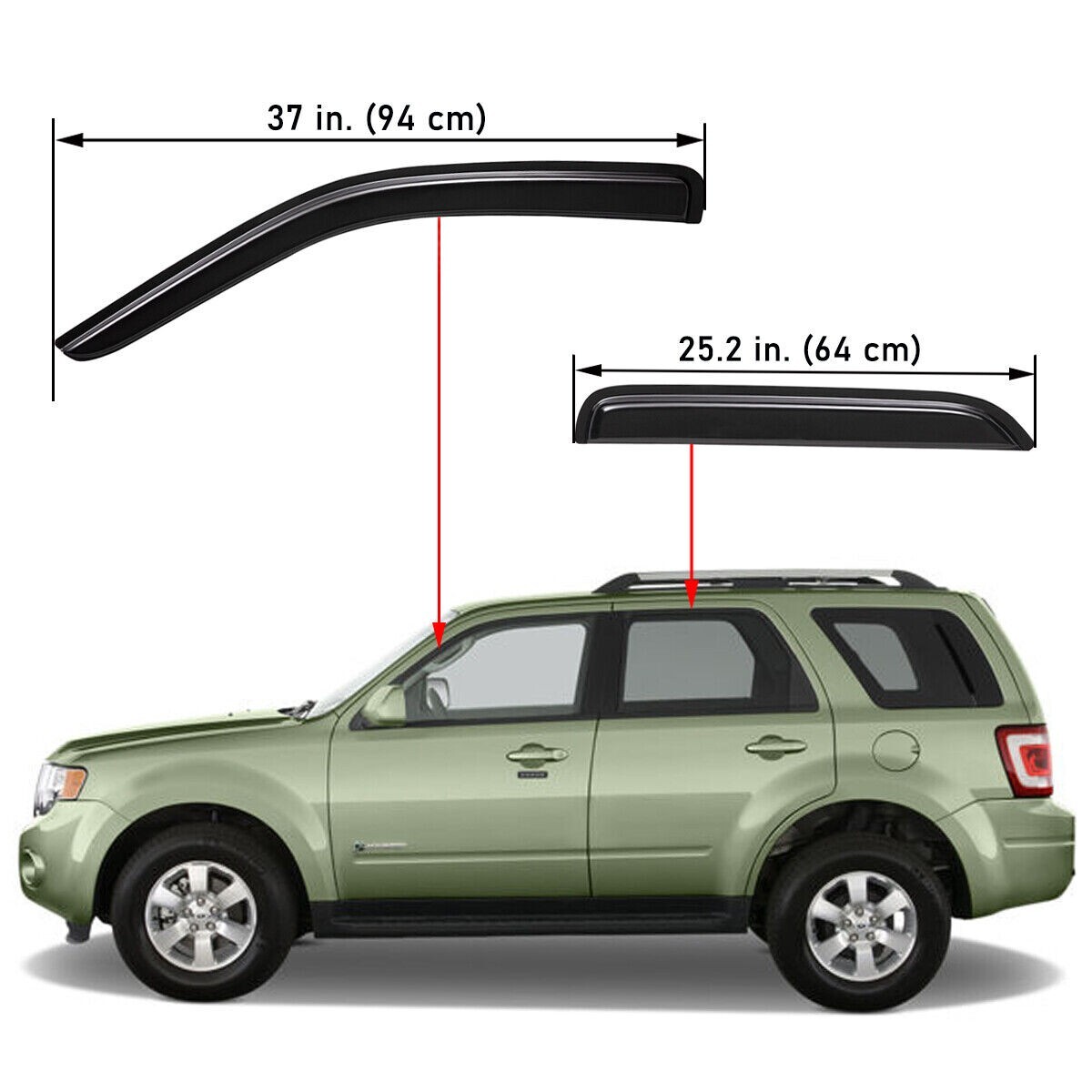 Tape-on Window Vent Visors for 2001-2012 Ford Escape/2008-2011 Mazda Tribute