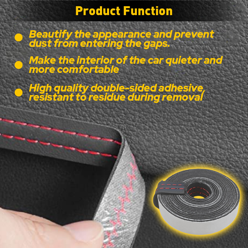 2M Car PU Leather Strips Red Car Dashboard Decor Line Strip Trim Accessories