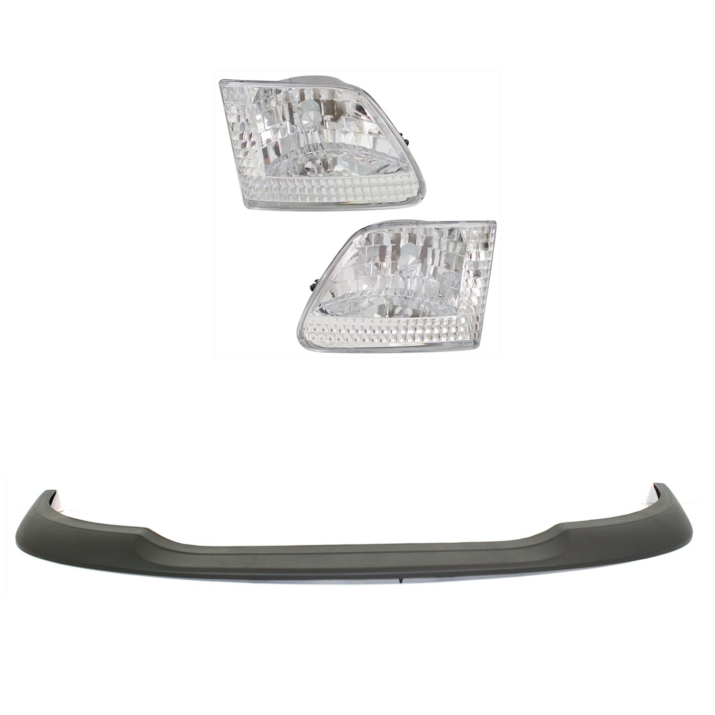 Headlight Kit For 1999-2003 Ford F-150 LH RH Halogen Lens/Housing w Bumper Trims