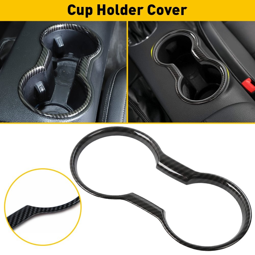 2set Interior Trim Molding Carbon Fiber Cup Holder Fit Cover For Ford Mustang 20