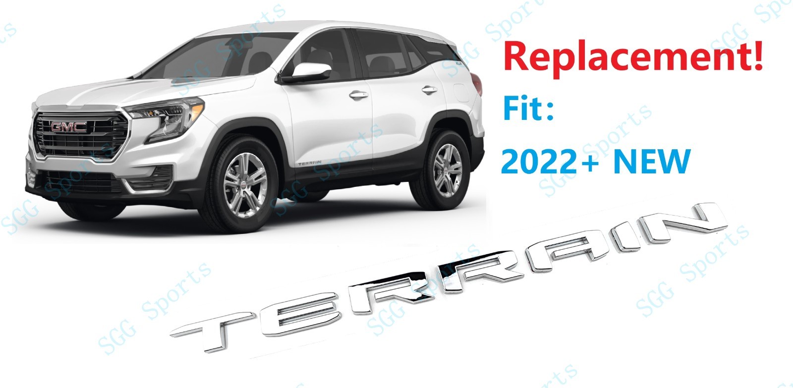 1PC Chrome Door Rear Tailgate Terrain Emblem Letter 2022 & Up Terrain