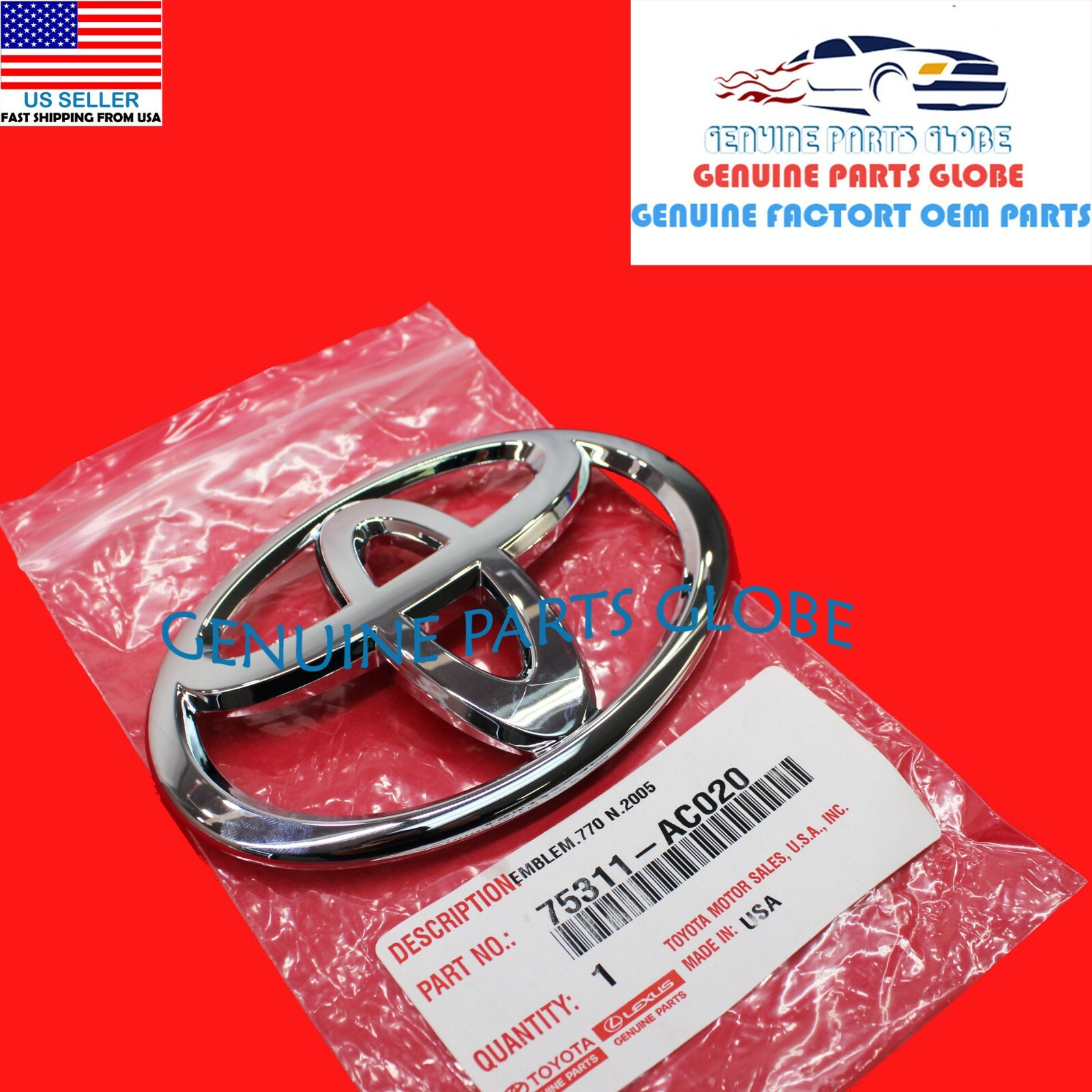 GENUINE OEM TOYOTA 05-10 AVALON CHROME FRONT RADIATOR GRILLE EMBLEM 75311-AC020