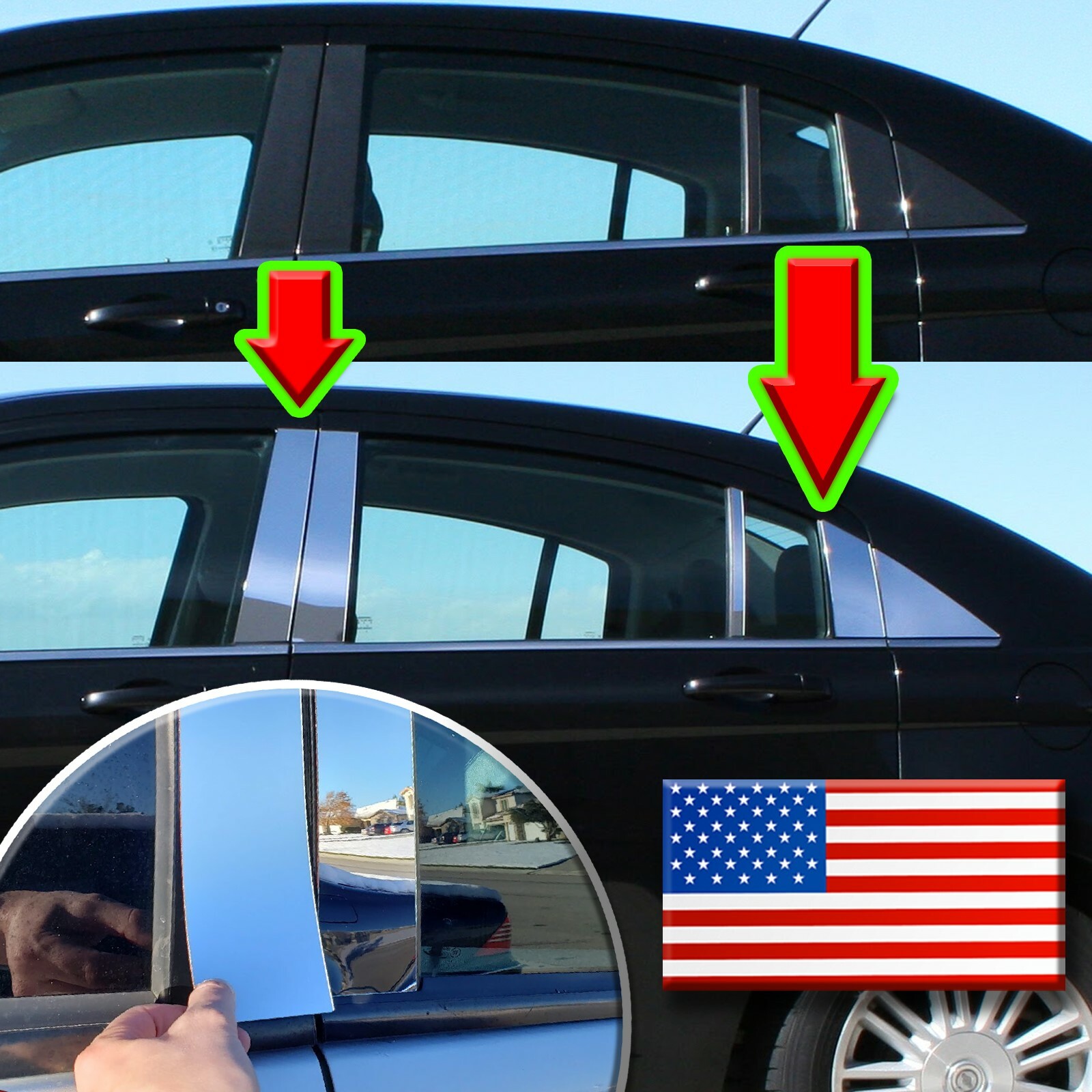 Chrome Pillar Trim for Lincoln MKX & Ford Edge 07-15 8pc Set Door Cover Post