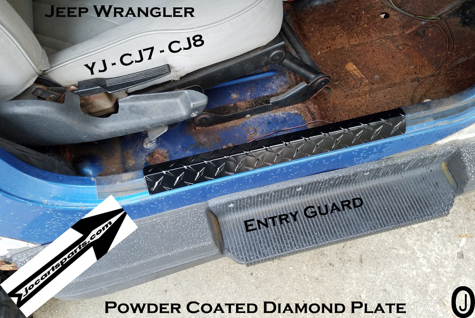 Fits 1976-95 JEEP CJ7-YJ Door Sills Powder Coated Diamond Plate 18 3/4 Long