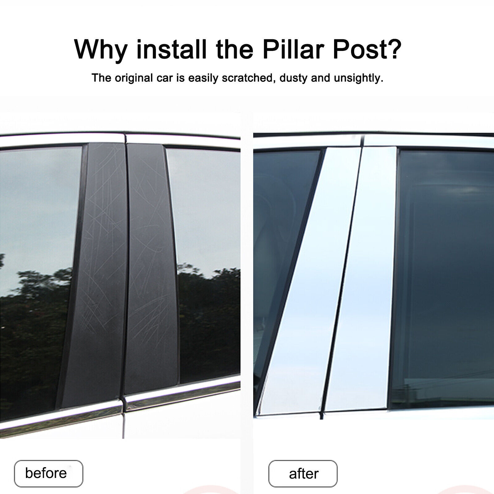 6pcs Chrome Pillar Post Window Door Trim Cover for Honda Accord 2018-2022