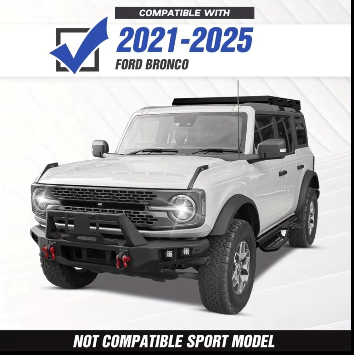 ✅ 21-26 Ford Bronco Windshield Frame Cover Front Protector w/ LED Lights
