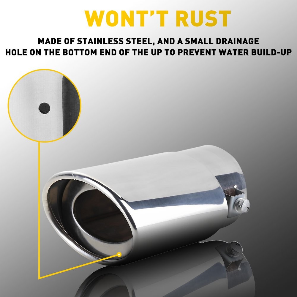 For Universal Car Round Silver 2.4″ Exhaust Pipe Tip Rear Tail Throat Muffler