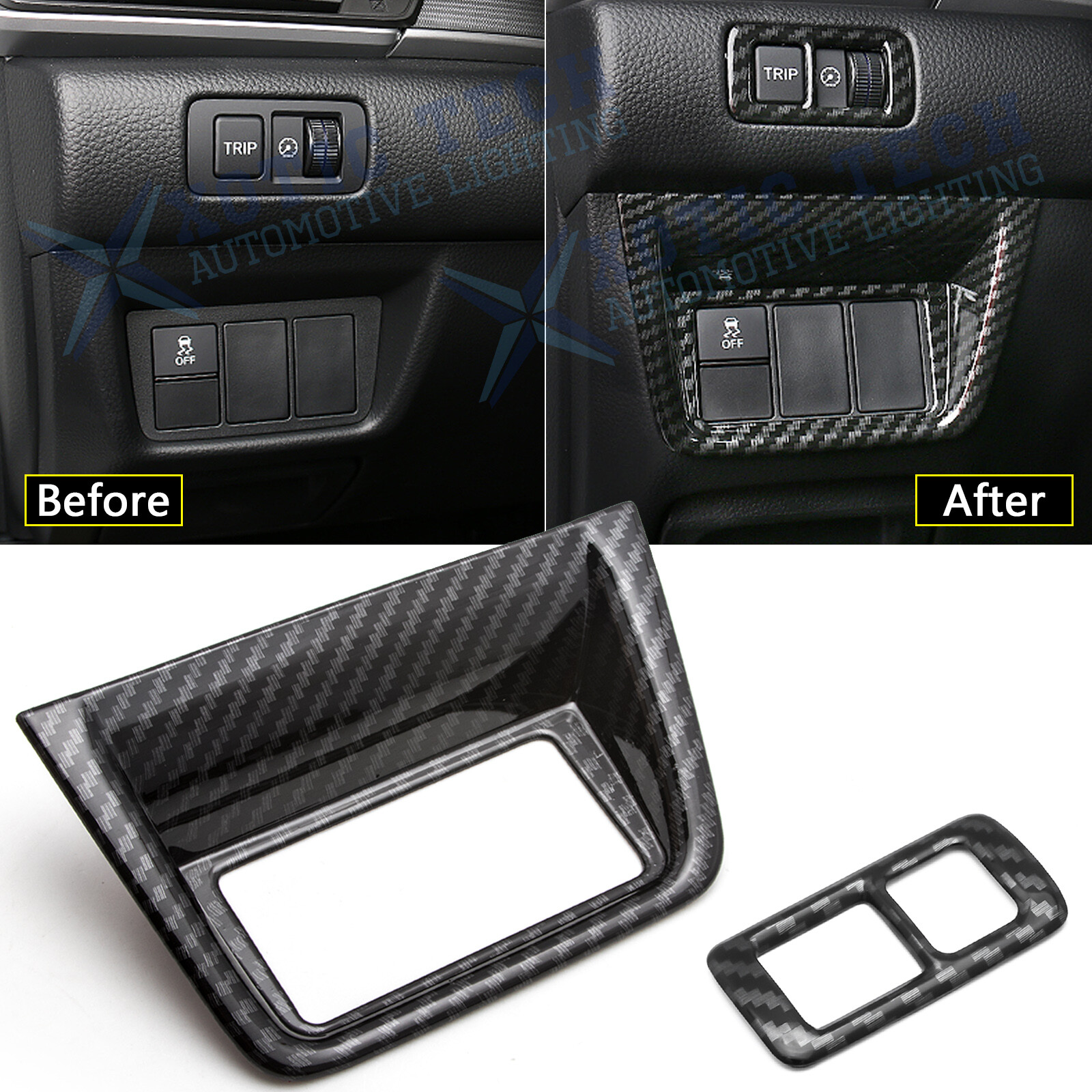 2x Carbon Fiber Look Car Console Function Button Trim For Honda Accord 2018-2022