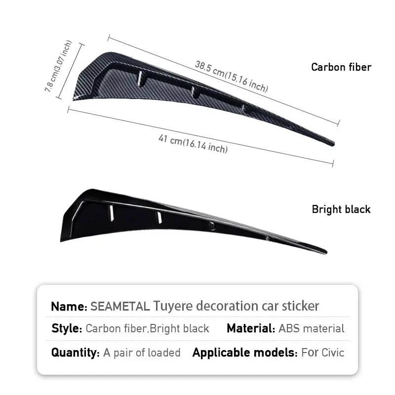 Fender Spoiler Knife Side Gills Universal Air Vent Decorative Side Wing Stickers