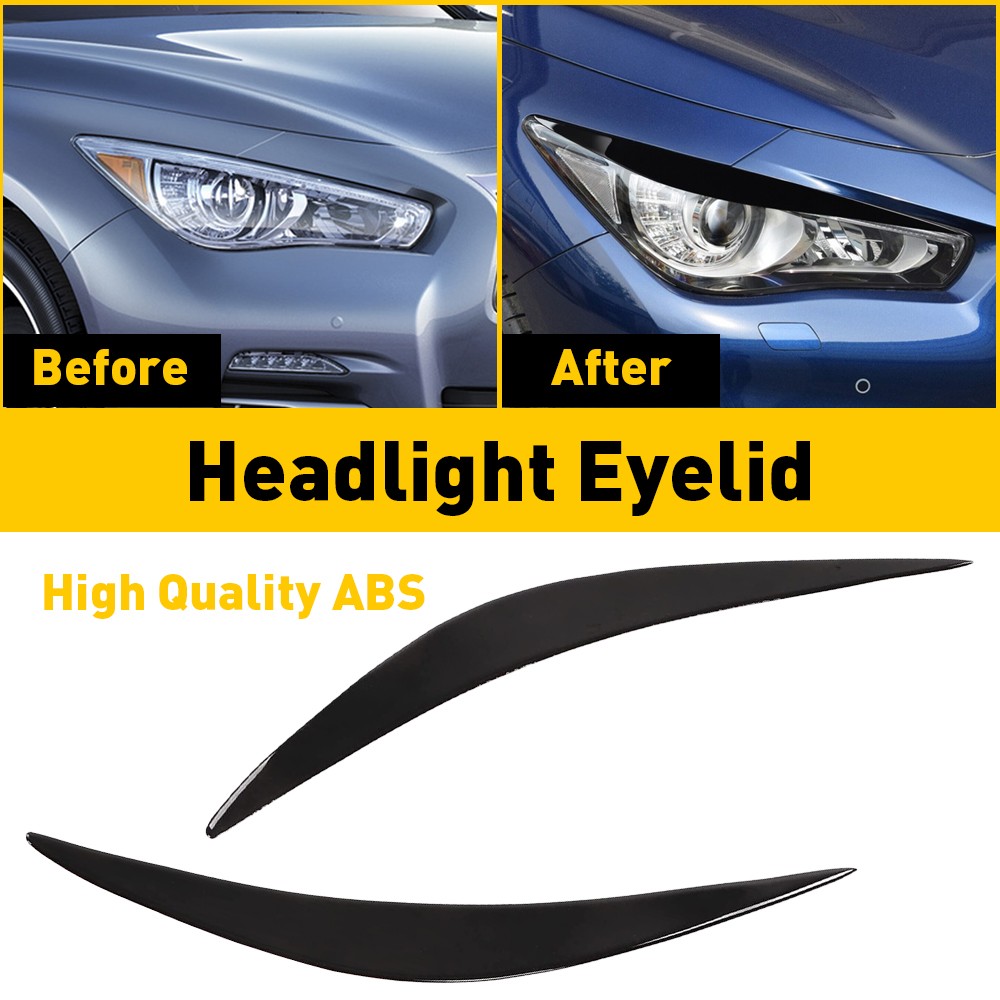 Black Trim Headlight Eyebrows Eyelid Cover 2014-2020 2-20PCS For Q50 INFINITI