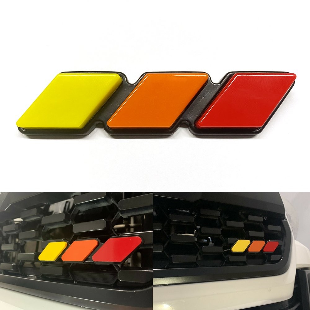 Tri-color FIT for Toyota Tacoma 4Runner Tundra Grille Badge EMBLEM Orange Red P