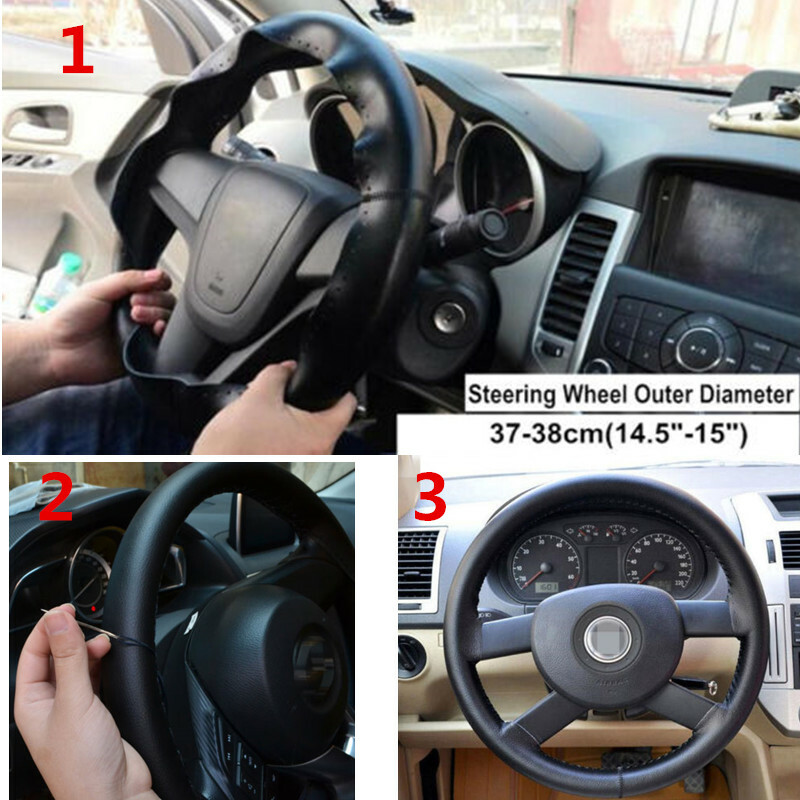15″ Steering Wheel Cover Genuine Leather for Chevy Silverado 1500 2500 HD NEW