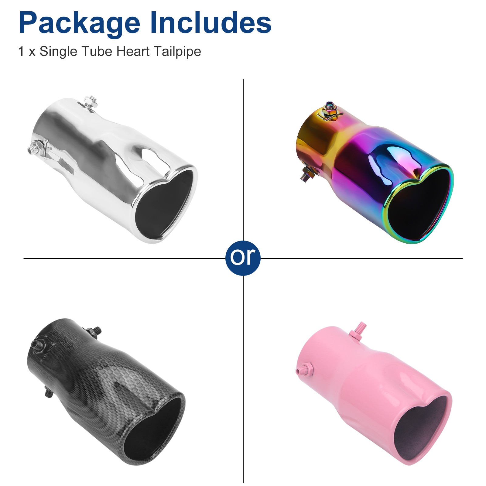 2.5″ Inlet Heart-Shaped Car Rear Exhaust Pipe Tail Muffler Tip Matte Accessories