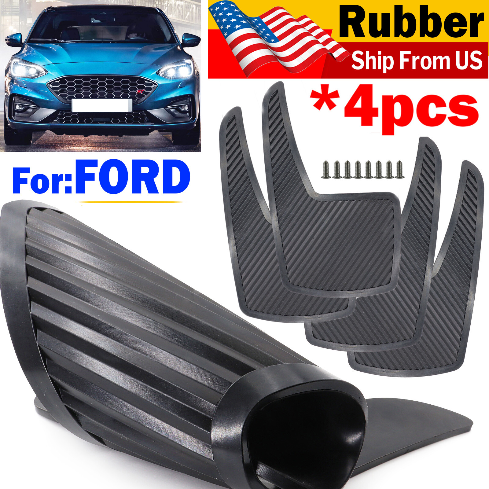 4x Mud Flaps Splah Guards For Ford Focus Fiesta St Rs Fushion Escape Explorer US