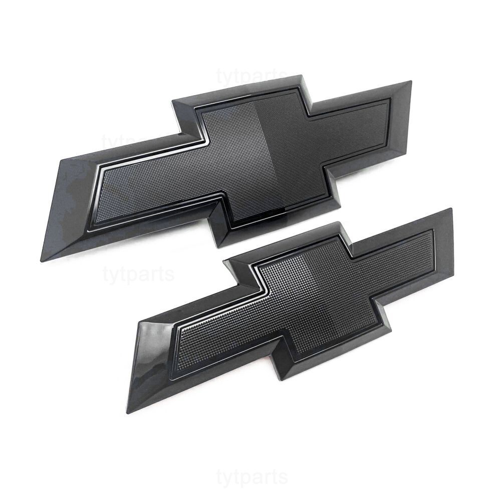 NEW Black Front Rear Bowtie Emblems 2014-15 Silverado 1500 2015-19 2500 3500 HD