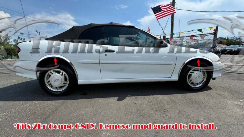 for: 1995-2005 Chevy Cavalier 2Dr Fender Wheel Well Trim Stainless Lip Arch 2″